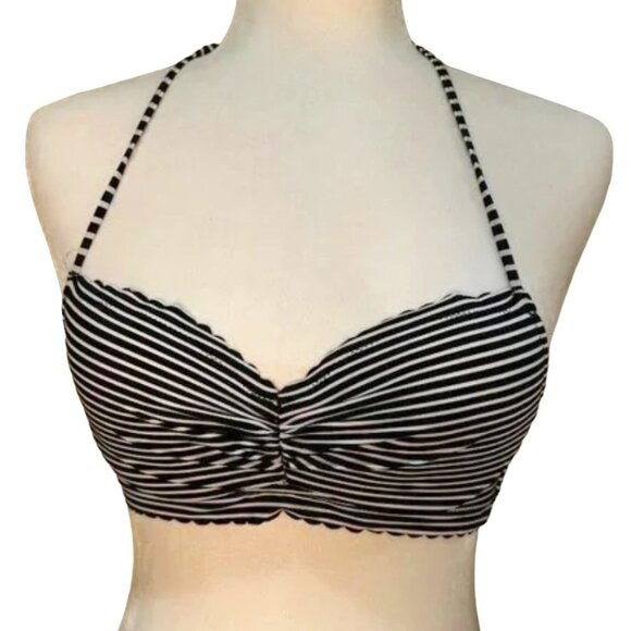 VICTORIA'S SECRET Striped Bandeau Scalloped Swim Top - size 32B - Picture 1 of 8
